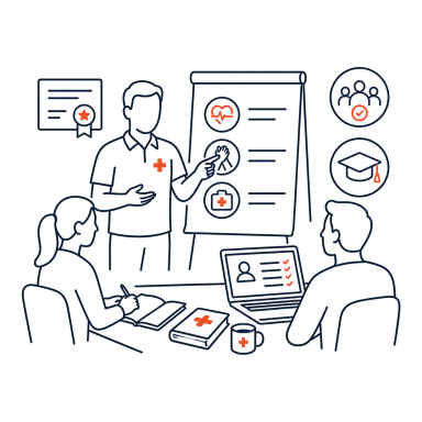 Aidwise instructeur verzorgt professionele EHBO-training en toetsing voor opleidingsorganisaties.
